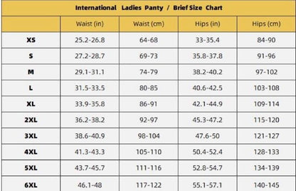 Nickeze Ciara Period Underwear size chart